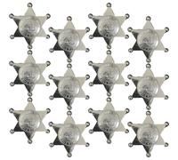 Dianzan 12pcs Plastic Sheriff Badge, Western Cowboy Emblem Pin, Hexagonal Star Badges Retro Letters Brooch Theme Party Pin Badge Decoration