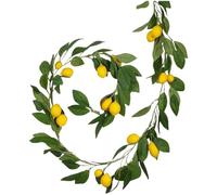 Dianzan 180cm Artificial Lemon Garland Fake Hanging Fruit Lemon Wreath Lifelike Lemon Vines Lemon Decor with Leaves Fake Lemons Branch for Garden