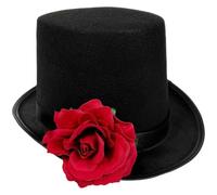Dianzan Adult Victorian Hat, Ringmaster Magician Steampunk Cosplay Hat Rose Flower Magic Hat Jazz Cap Unisex Fedoras Hat Pirate Hat