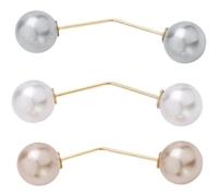 Dianzan Anti-exposure Neckline Safety Pin 3pcs Pearl Brooches Shawl Clip Clothing Decoration for Sweater Scarve Hat Ladies Costume Accessories