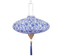 Dianzan Chinese Round Lantern Blue and White Porcelain Lantern Oriental Chinese Lantern Hanging Decoration for Wedding Party Spring Festival