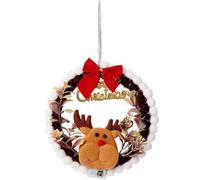 Dianzan Christmas Wreath Making Supplies, Autumn Holiday Pom Pom Wreath Kit Artificial Branches Bow Pendant with Led Light for Xmas Tree