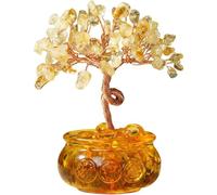 Dianzan Citrine Money Tree with Glazed Gold Ingots and Crystal Tree Desktop Decor Ornament for Home Office Room House