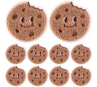 Dianzan Cookie Embroidered Patches Cute Cookie Iron on Stickers Chocolate Chip Cookie Embroidery Applique Sew on Patch for Clothes Hat Pants