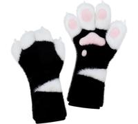 Dianzan Cute Furry Plush Gloves, Cat Furry Paw Cute Hand, Cute Cat Paw Gloves, Furry Animal Full Finger Claws Long Claw Gloves for Halloween