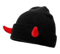Dianzan Devil Horns Beanie Punk Skullies Devil Horn Hat Gothic Beanies Winter Warm Elastic Cap Vintage Goth Beanies Trendy Knit Hat for Adults Kids