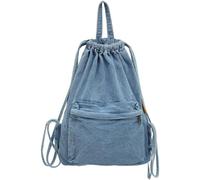 Dianzan Drawstring Gym Bag, Denim Drawstring Backpack, Casual Drawstring Bags Large Capacity School Bag for Travel Shopping Outdoor