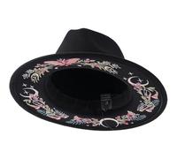 Dianzan Fedora Hats, Moon Phase Pattern Printing Western Cowboy Hat Roaring Jazz Cap Wide Brim Panama Hat for Men Women