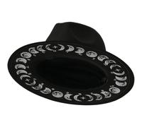 Dianzan Fedora Hats, Moon Phase Pattern Printing Western Cowboy Hat Roaring Jazz Cap Wide Brim Panama Hat for Men Women