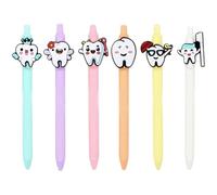 Dianzan Funny Dental Pens 6pcs Tooth Shaped Ballpoint Pen 1.0mm Writing Office Signing Pen with Pen Clip for Office School Nurses Dentists