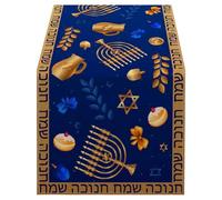 Dianzan Hanukkah Table Runner Chanukah Menorah Star of David Candlestick Table Runner Jewish Festival Holiday Party Kitchen Dining Decoration