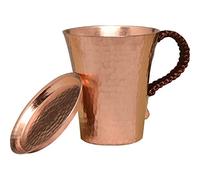 Dianzan Moscow Mule Copper Mugs, Pure Copper Cups with Lid Ergonomic Handle Handcrafted Lacquered Hammered Finish