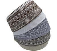 Dianzan Muslim Prayer Hat 5pcs Cotton Embroidery Skull Cap Men's Muslim Hat Islam Ramadan Prayer Hat Islam Kufi Headware Winter Muslim Hat