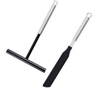 Dianzan Stainless Steel French Crepe Spreader Set T- Shaped Batter Spreaders and Spatula Tools Set for Kitchen, Bakery, Pancake Stand