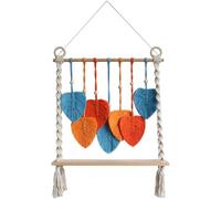 Dianzan Tassel Macrame Wall Hanging Shelf Chic Leaf Tassel Tapestry Woven Plant Hanger Wooden Floating Storage Shelf Wall Decor
