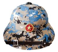 Dianzan Vietnam War Cap with Red Star Badge Vietnam Pith Hat Blue Cs Games Jungle Cap Pith Helmet Sun Hat Vietnamese War Army Hat