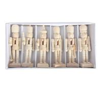 Dianzan Wooden Nutcracker Soldier 6 Pcs Unfinished Wooden Christmas Nutcrackers Diy Blank Paintable Nutcracker Puppet for Xmas