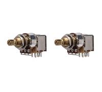 DIAO79NI 18-Spline Long Shaft A500K Push-Push Brass Potentiometer - 9.4mm Thread, Guitar Tone/Volume Control, (Set of 2)