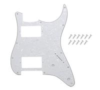 DIAO79NI Pro 11 Hole HH Guitar Strat Pickguard Humbucker for American/Mexican Fender Standard Stratocaster Modern Style, White Pearl, 4ply.