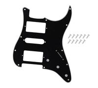 DIAO79NI Pro 11 Hole HSH Strat Pickguard Humbucker Single Humbucker Scrath Plate for Fender American/Mexican Standard Stratocaster Modern Style Electric Guitar, Black-White, 3ply.