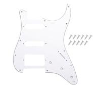 DIAO79NI Pro 11-Hole Round Corner HSS Guitar Strat Pickguard for USA/Mexican Stratocaster 4-screw Humbucking Mounting Open Pickup, White-Black, 3ply.