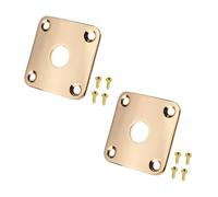 DIAO79NI Pro Plastic Curved Jack Plate Square Jackplates Compatible with USA Les Paul Epiphone Les Paul Guitar, Gold, Set of 2