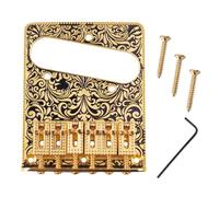 DIAO79NI TL Carved Pattern 6 String Roller Bridge for Telecaster Style Electric Guitar (Gold)