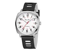 Diaofendi Nurse Watch for Medical Students,Doctors,Women, Men with Second Hand and 24 Hour, Easy Read Dial, Waterproof Watch (Silver-Black White)