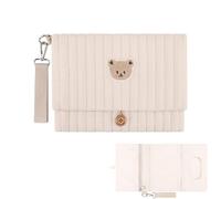 Diaper and Wipes Pouch Cute Bear Embroidery Foldable Pouch