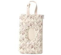 Diaper and Wipes Pouch, Reusable Wipes Pouch Hanging Quilted Travel Case Floral Diaper Bag Organizer for Home, Car, Travel, Stroller