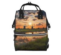 Diaper Bag Backpack for Mom Dads, Large Baby Bag with Changing Station | Beautiful View Of The Netherlands Diaper Backpack, Insulated Pockets, Waterproof Mommy Bag, Travel Essential Baby Shower