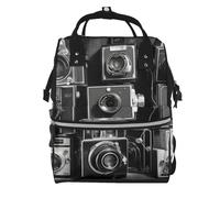 Diaper Bag Backpack for Mom Dads, Large Baby Bag with Changing Station | Retro Cool Camera Collection Diaper Backpack, Insulated Pockets, Waterproof Mommy Bag, Travel Essential Baby Shower