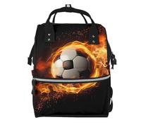 Diaper Bag Backpack for Mom Dads, Large Baby Bag with Changing Station | Soccer Flame Diaper Backpack, Insulated Pockets, Waterproof Mommy Bag, Travel Essential Baby Shower