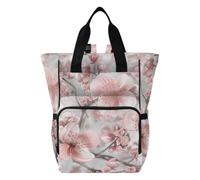 Diaper Bag Backpack for Moms Dads Boho Style Flower Floral Rose Gold