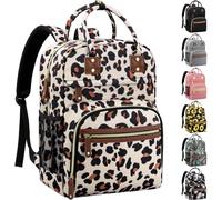 Diaper Bag Backpack Tote for Women Large Capacity, Baby Bag with Insulated Pockets Multifunctional Diaper Bags, Leopard Print, 11.5"L x 6.0"W x 16.0"H, Standard