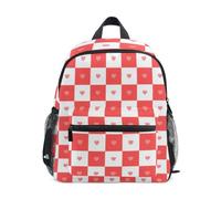 diaper bag backpack two kids with name tag Buffalo Plaid Check Red Heart