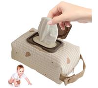 Diaper Bag Organizer, Bear Pattern Diaper and Wipes Pouch with Handle, Washable Reusable Embroidery Baby Wipes Storage Bag for Travel and Pouch