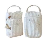 Diaper Bag Organizer - Cotton Cloth Nappy Pouch, Quilted Travel Storage, Zippered Changing Clutch, Soft Fabric Gear Tote | Quick Stroller Access for Parties Picnics Outdoors Changing Station