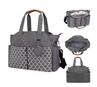 Diaper Bag Tote, 15 Large Disper Bag Hospital Bags for Labor And Delivery,Baby Travel Gear for Mom,Baby Boy &Girl Storage Bag, Grey, L