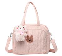 Diaper Bag Tote 9x6x8" Large Capacity Baby Diaper Tote with Cute Doll Zipper Adjustable Strap & Handle Portable Nappy Crossbody Mommy
