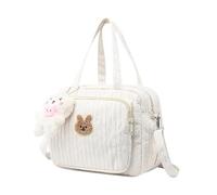 Diaper Bag Tote,Baby Doll Changing Bag, Large Capacity Baby Diaper Tote Bag,Diaper Bag Travel Nappy Tote Bag,Baby Doll Changing Bag,Cute Doll Zipper Baby Doll Diaper Bag with Strap & Handle (White)