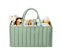 Diaper Caddy Organizer - Changing Table Nursery Storage Basket | Portable Foldable Cotton Tote With Handle | Safe Waterproof Bedside Bathroom Desk Light Smart Parenting Solution