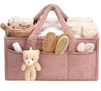 Diaper Caddy Organizer for Changing Table Storage Basket Car Organizer Nursery Organizer Portable Storage PINK