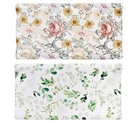 Diaper Changing Pad Cover, 2 Pack, Floral Changing Table Cover, Green Leaf Changing Pad Covers, Jersey Knit Changing Table Sheets, Gender Neutral Crib Bedding Covers for Baby Boy Girl