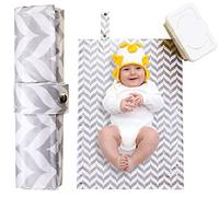 Diaper Changing Pad - Waterproof, Wipeable & Washable - Quilted Padding - GREY CHEVRON