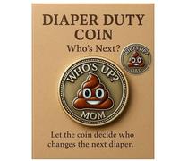 Diaper Duty Coin - Who's Up, Funny Novelty New Parents Decision Coins, Double Sided Flip Coin to Decide Diaper Changes, Unique for Expecting Parents or Fun Way to Celebrate Parenthood (1pc)