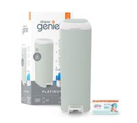 Diaper Genie Platinium - Seau à Couches Anti-Odeurs | Acier Inoxydable | Grande Capacité 47 Couches | Recharge Durable Jusqu’à 5 Mois | Ouverture Large & Pédale Pratique - Vert Sauge