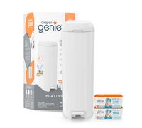 Diaper Genie Platinum Bucket Gift Set - Lily White - Durable Stainless Steel - Includes 2 Easy Roll Refills of 18 Bags and 30 Bags