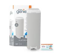 Diaper Genie Platinum - Stainless Steel Diaper Pail | Large Capacity 47 Diapers | Odor Control | Hands-Free Pedal | Grey