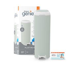 Diaper Genie Platinum - Stainless Steel Diaper Pail | Large Capacity 47 Diapers | Odor Control | Hands-Free Pedal | Sage Green